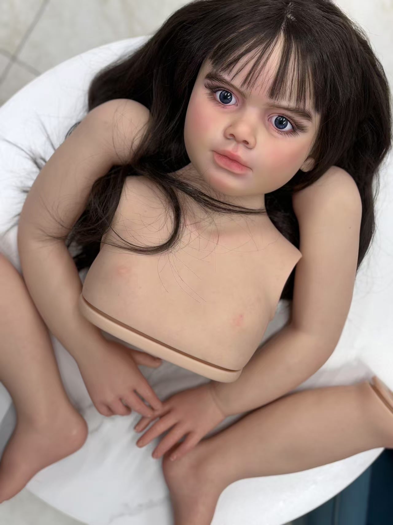 42inch Reborn Baby Gabriella with Hand-Rooted Hair DIY Part Painted Kits With Connectors and Cloth Body