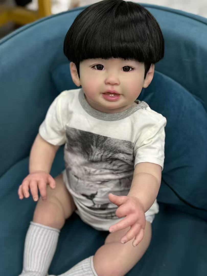 28" Teegan - Handcrafted Reborn Baby Doll with Hand-Rooted Hair & Genesis Paint