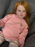 Realistic Orange-Haired Reborn Toddler Doll | 28-inch Lifelike Collectible with Soft Body