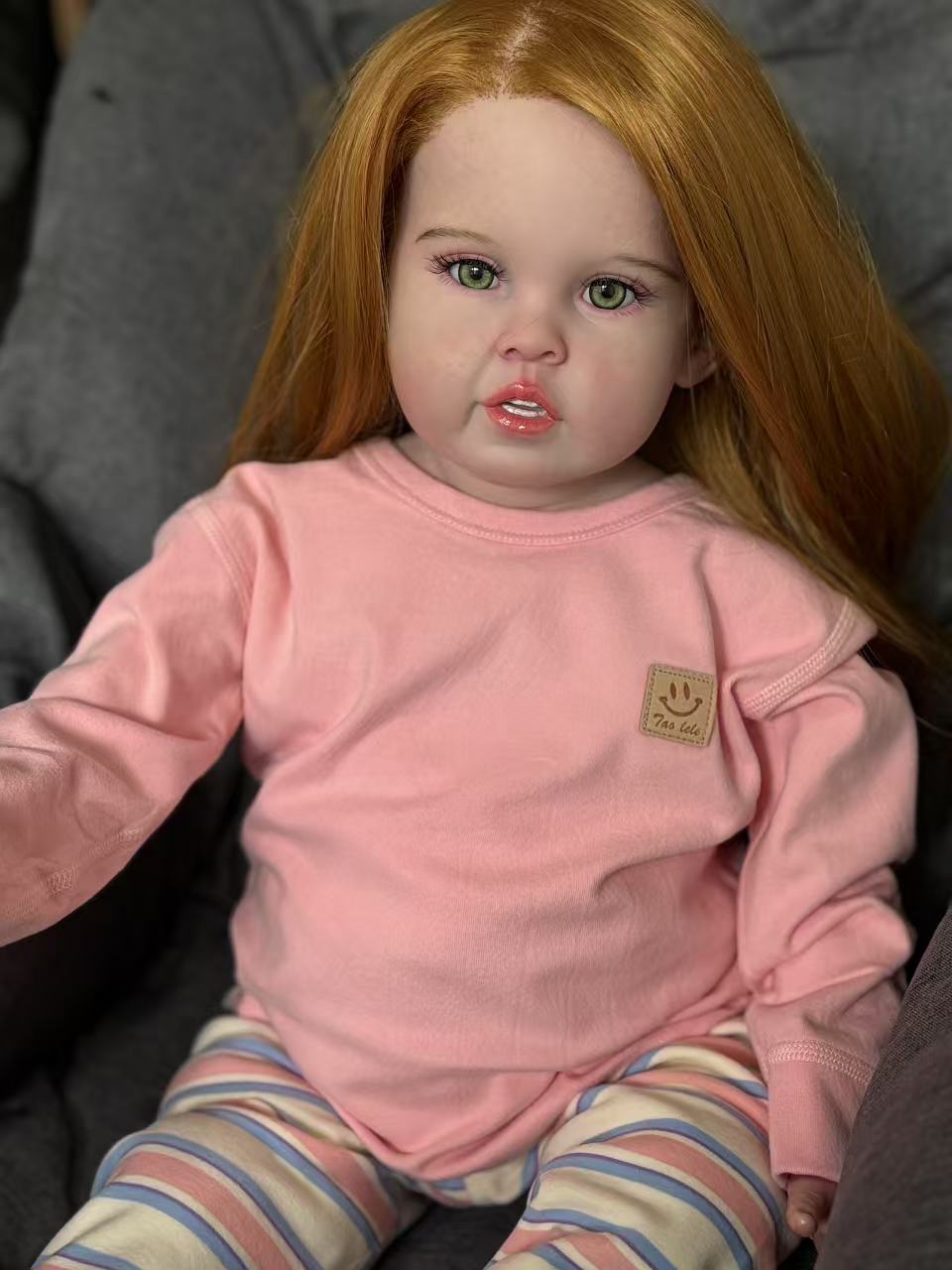 Realistic Orange-Haired Reborn Toddler Doll | 28-inch Lifelike Collectible with Soft Body