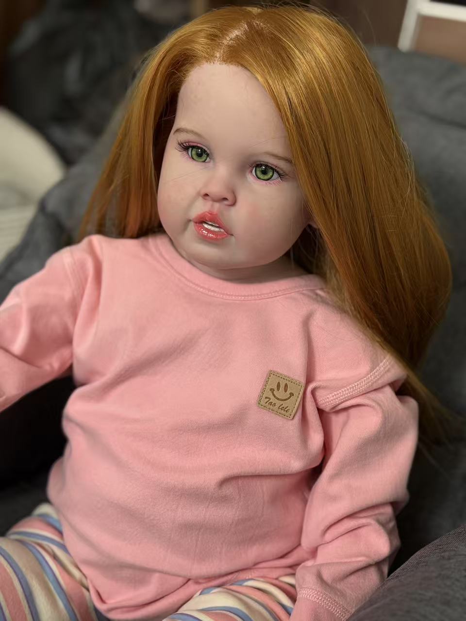 Realistic Orange-Haired Reborn Toddler Doll | 28-inch Lifelike Collectible with Soft Body