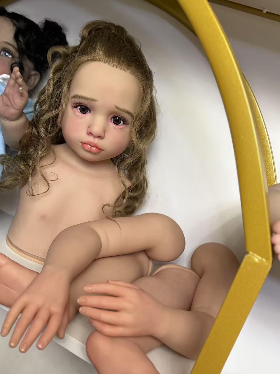 42inch Reborn Baby Aloenka With Hand-Rooted Hair Painted Kits with Connectors With Cloth Body