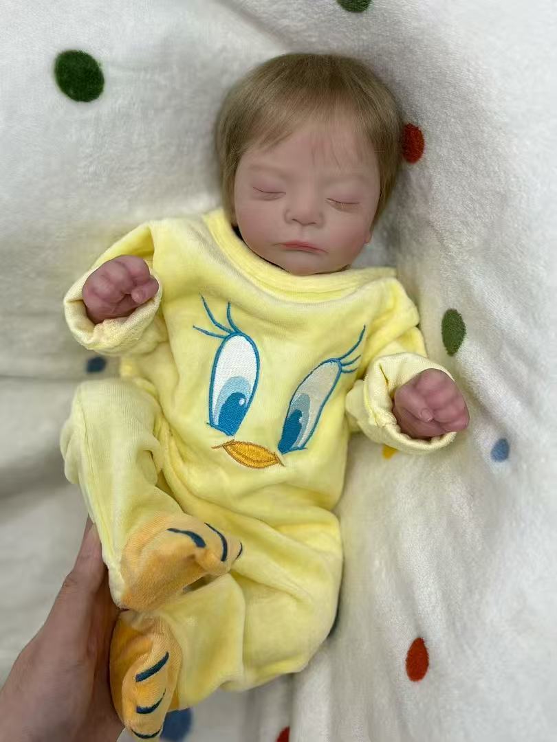Handmade Custom Made Realistic Reborn Baby Doll Alessia - 21 Inch Lifelike Silicone Baby with Hand-Rooted Hair