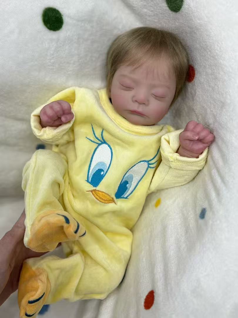 Handmade Custom Made Realistic Reborn Baby Doll Alessia - 21 Inch Lifelike Silicone Baby with Hand-Rooted Hair