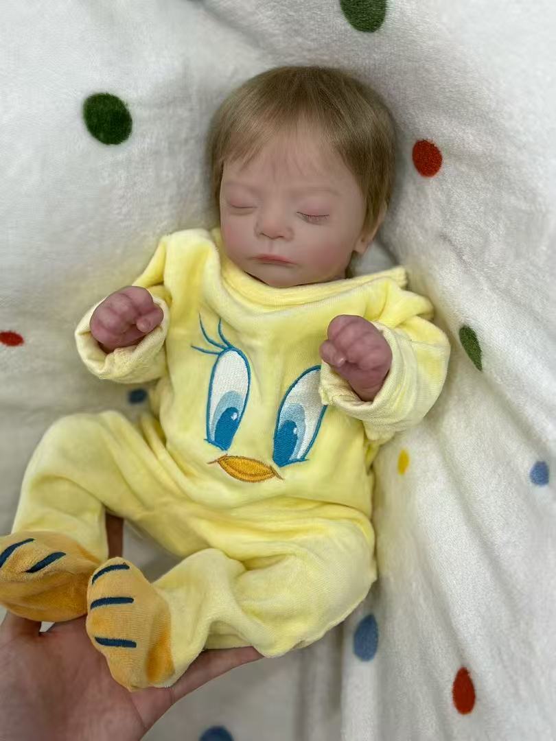 Handmade Custom Made Realistic Reborn Baby Doll Alessia - 21 Inch Lifelike Silicone Baby with Hand-Rooted Hair