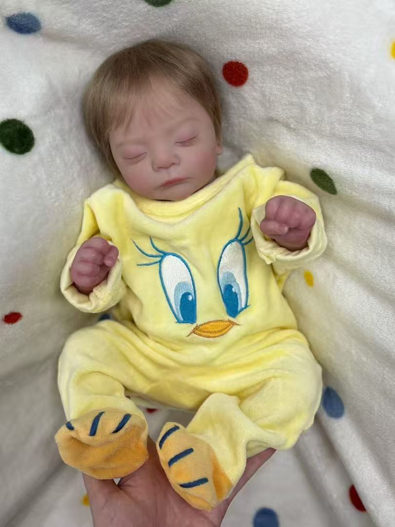 Handmade Custom Made Realistic Reborn Baby Doll Alessia - 21 Inch Lifelike Silicone Baby with Hand-Rooted Hair