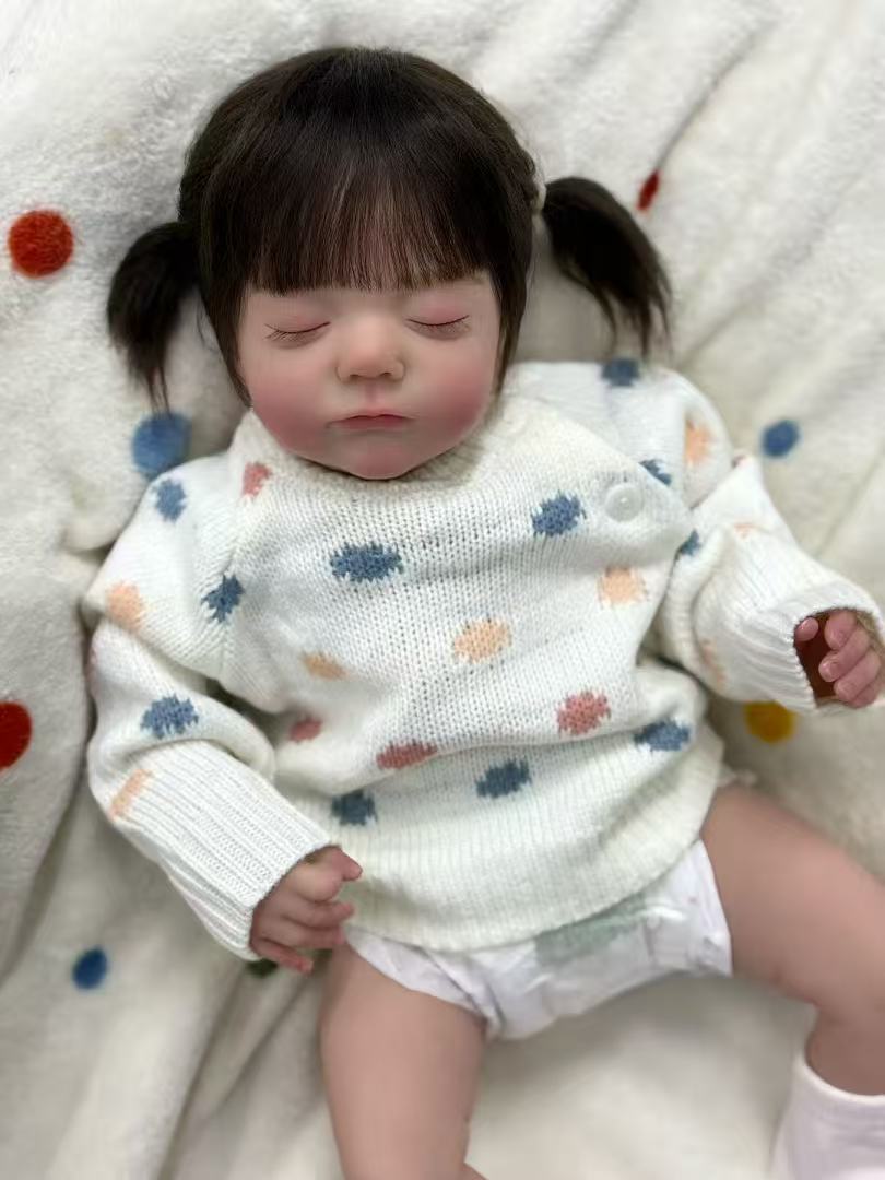 Handmade Custom Made Realistic Reborn Baby Doll Alessia - 21 Inch Lifelike Silicone Baby with Hand-Rooted Hair