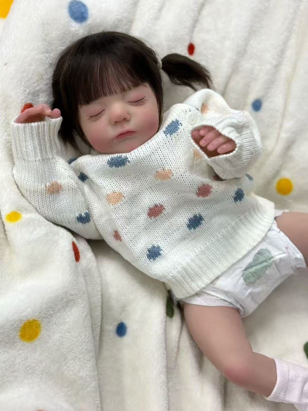 Handmade Custom Made Realistic Reborn Baby Doll Alessia - 21 Inch Lifelike Silicone Baby with Hand-Rooted Hair