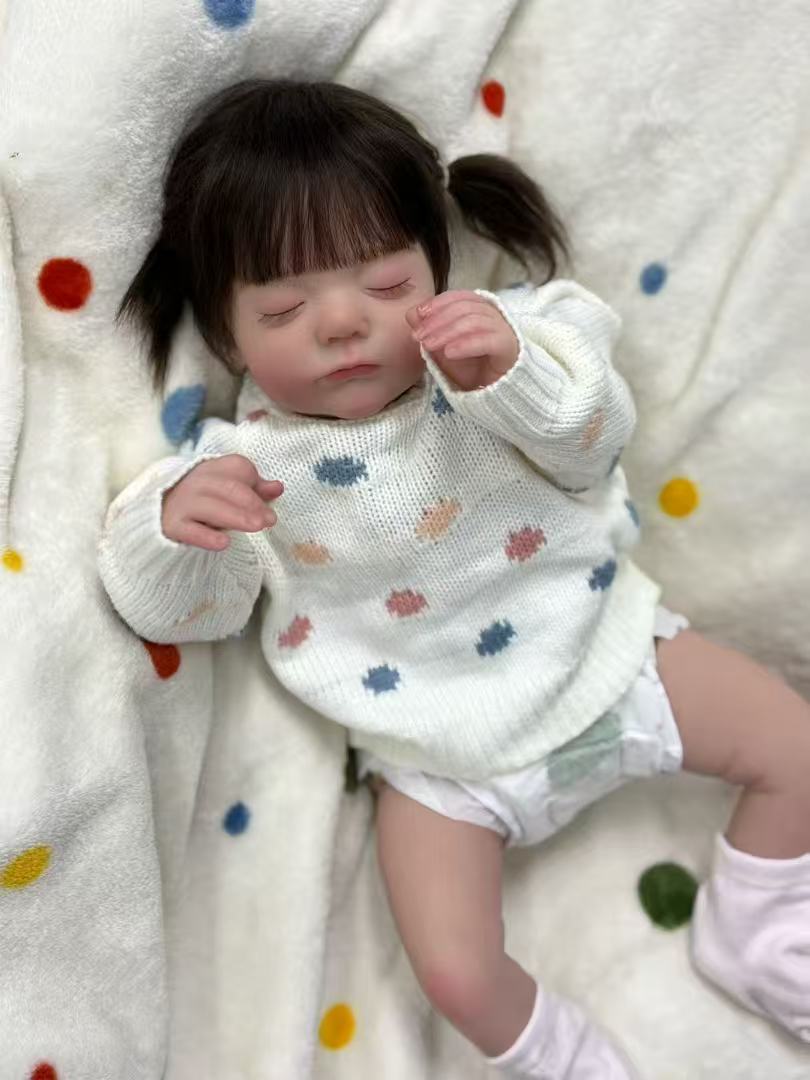 Handmade Custom Made Realistic Reborn Baby Doll Alessia - 21 Inch Lifelike Silicone Baby with Hand-Rooted Hair