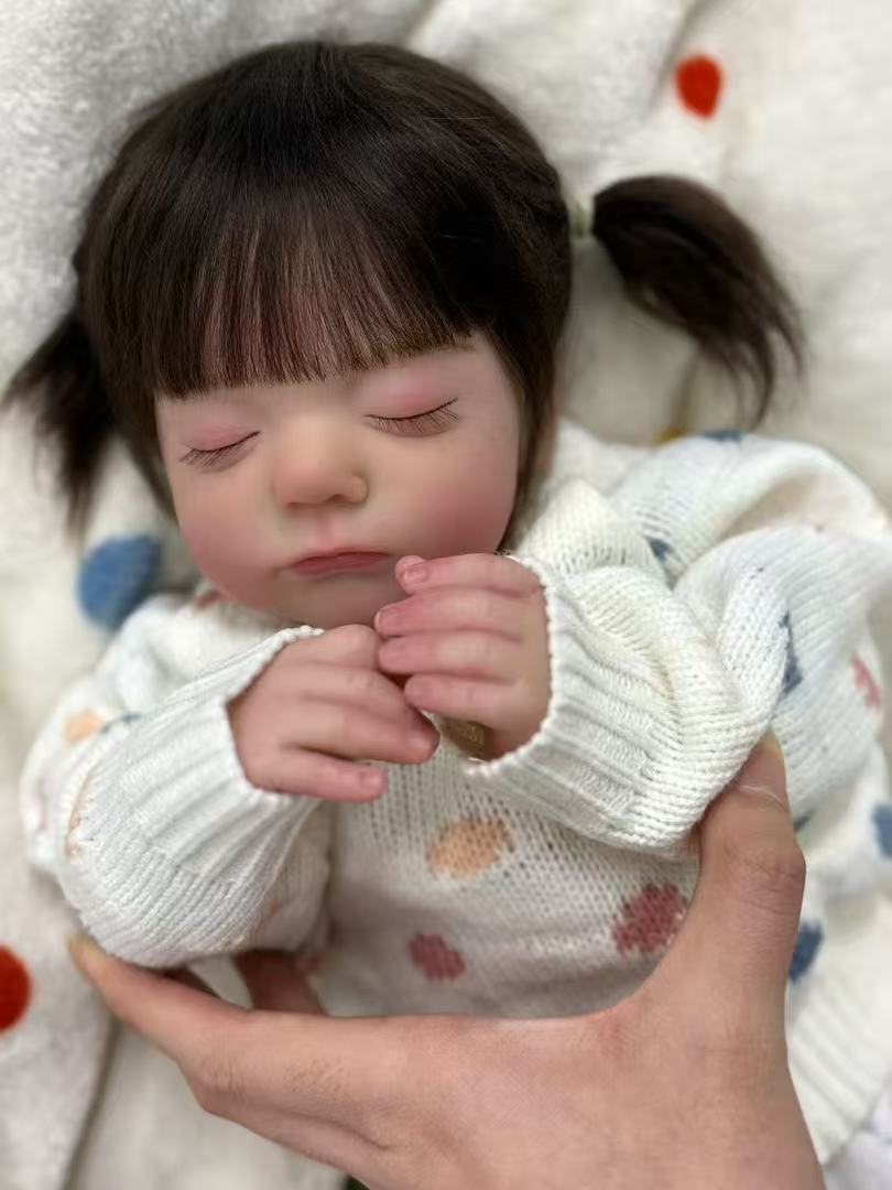 Handmade Custom Made Realistic Reborn Baby Doll Alessia - 21 Inch Lifelike Silicone Baby with Hand-Rooted Hair