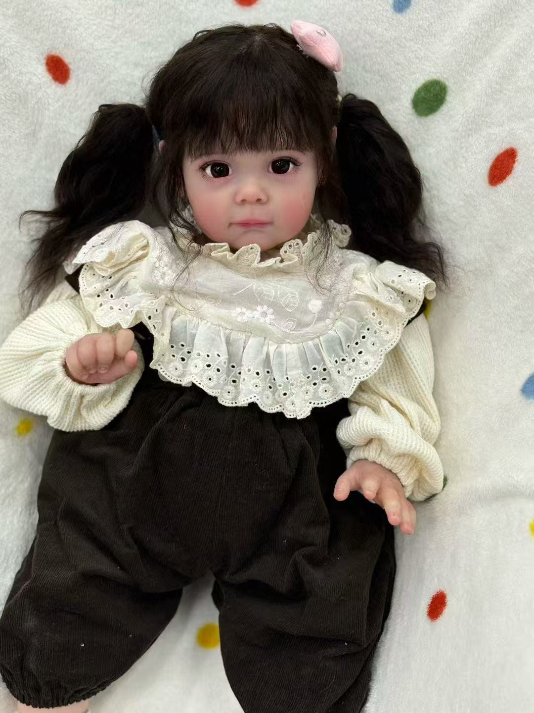 Handmade Custom Made Realistic Reborn Baby Doll Maggie - 21 Inch Lifelike Silicone Baby with Hand-Rooted Hair