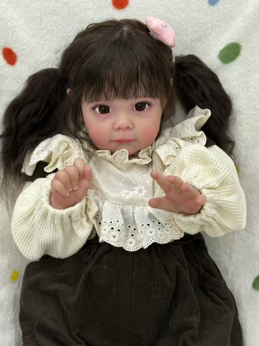 Handmade Custom Made Realistic Reborn Baby Doll Maggie - 21 Inch Lifelike Silicone Baby with Hand-Rooted Hair