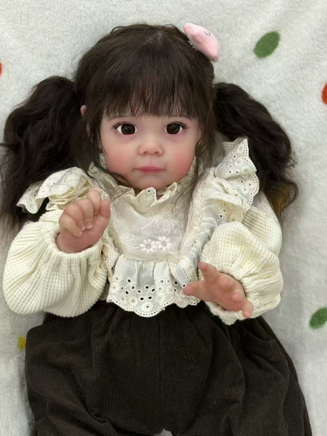 Handmade Custom Made Realistic Reborn Baby Doll Maggie - 21 Inch Lifelike Silicone Baby with Hand-Rooted Hair