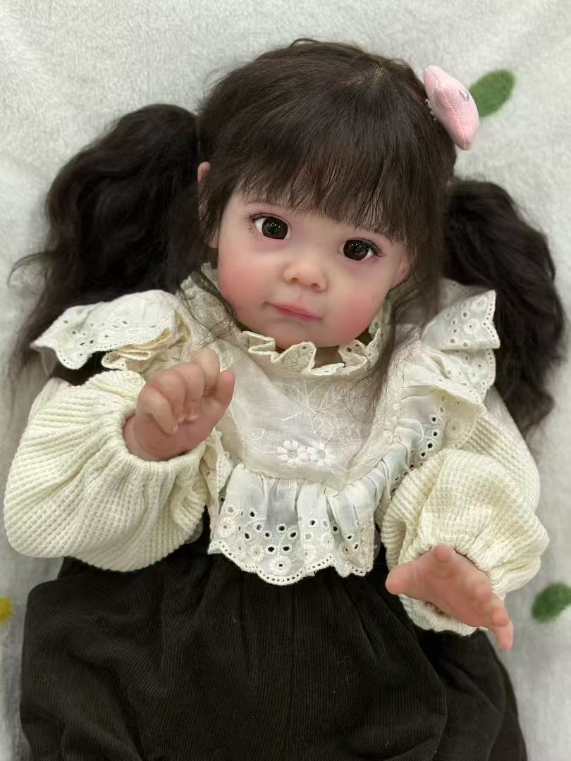 Handmade Custom Made Realistic Reborn Baby Doll Maggie - 21 Inch Lifelike Silicone Baby with Hand-Rooted Hair