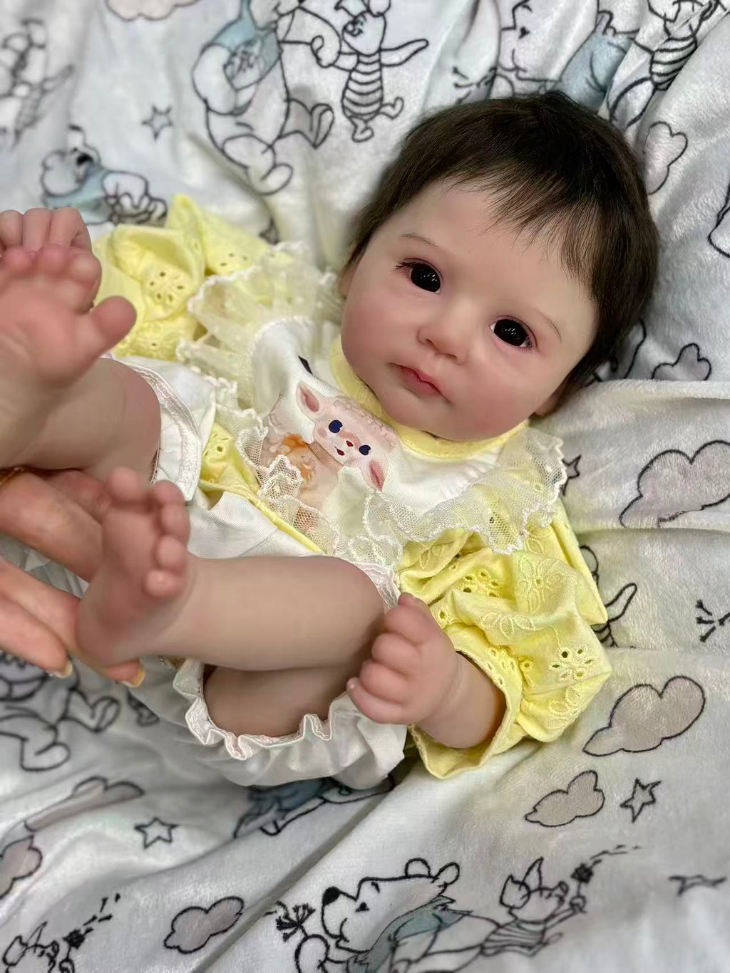 Handmade Custom Made Realistic Reborn Baby Doll Candy - 19 Inch Lifelike Silicone Baby with Hand-Rooted Hair