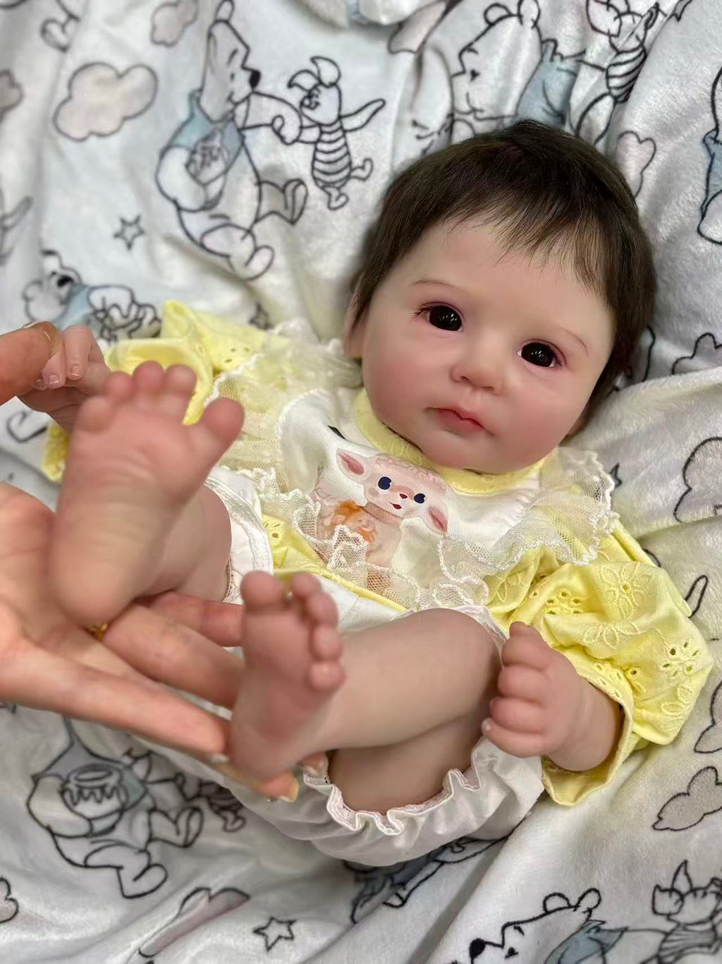 Handmade Custom Made Realistic Reborn Baby Doll Candy - 19 Inch Lifelike Silicone Baby with Hand-Rooted Hair