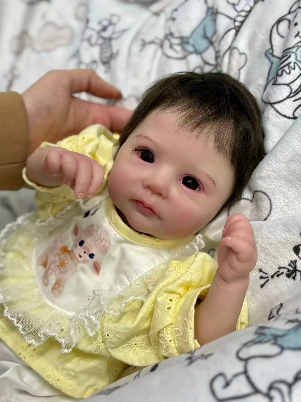 Handmade Custom Made Realistic Reborn Baby Doll Candy - 19 Inch Lifelike Silicone Baby with Hand-Rooted Hair