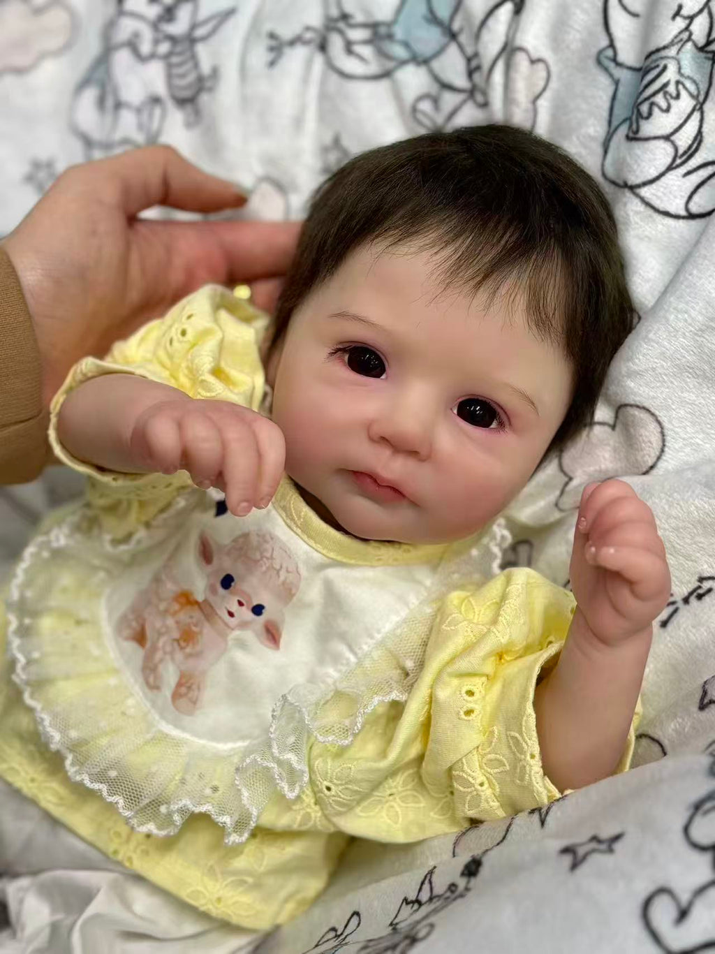 Handmade Custom Made Realistic Reborn Baby Doll Candy - 19 Inch Lifelike Silicone Baby with Hand-Rooted Hair