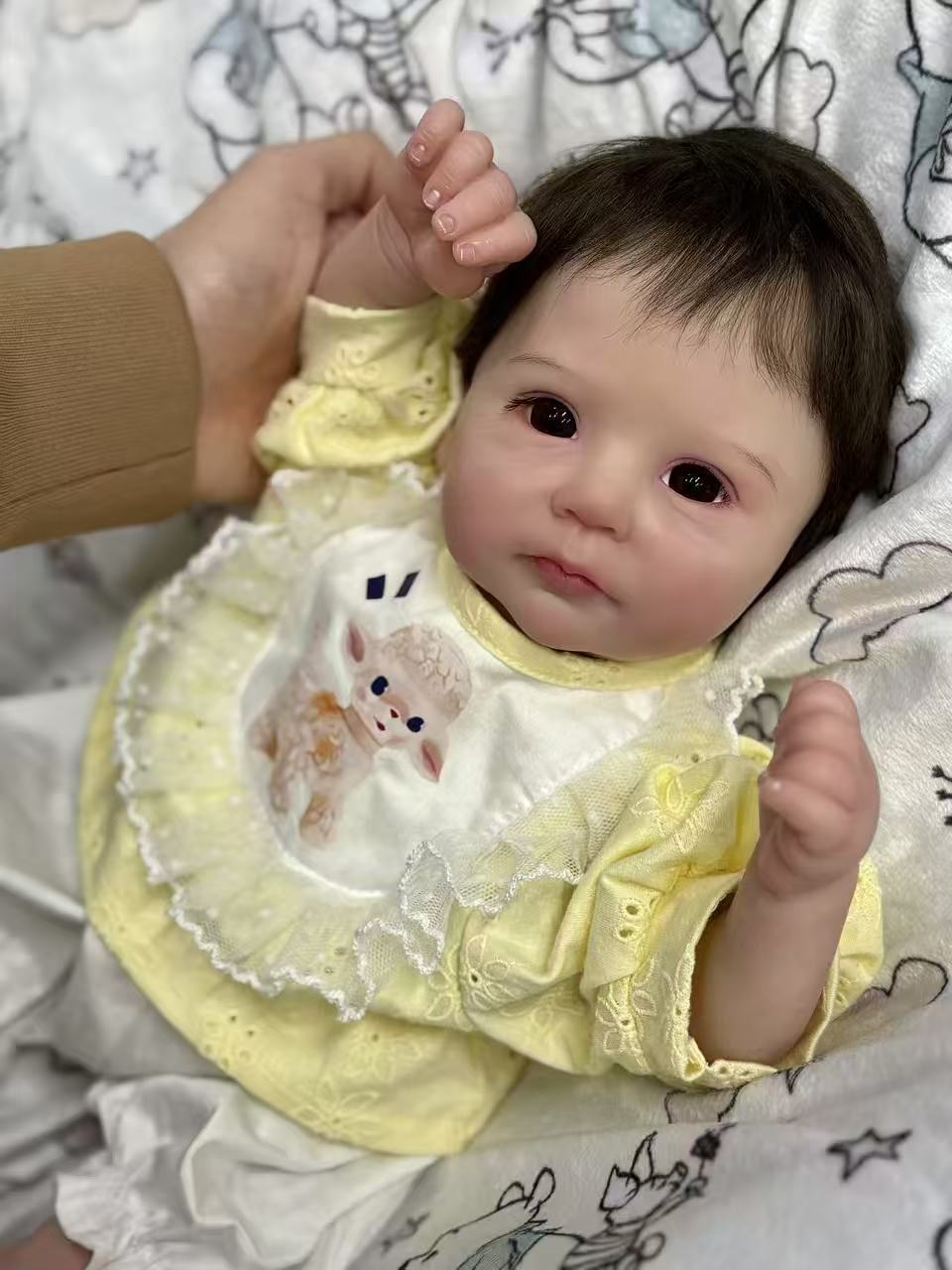 Handmade Custom Made Realistic Reborn Baby Doll Candy - 19 Inch Lifelike Silicone Baby with Hand-Rooted Hair
