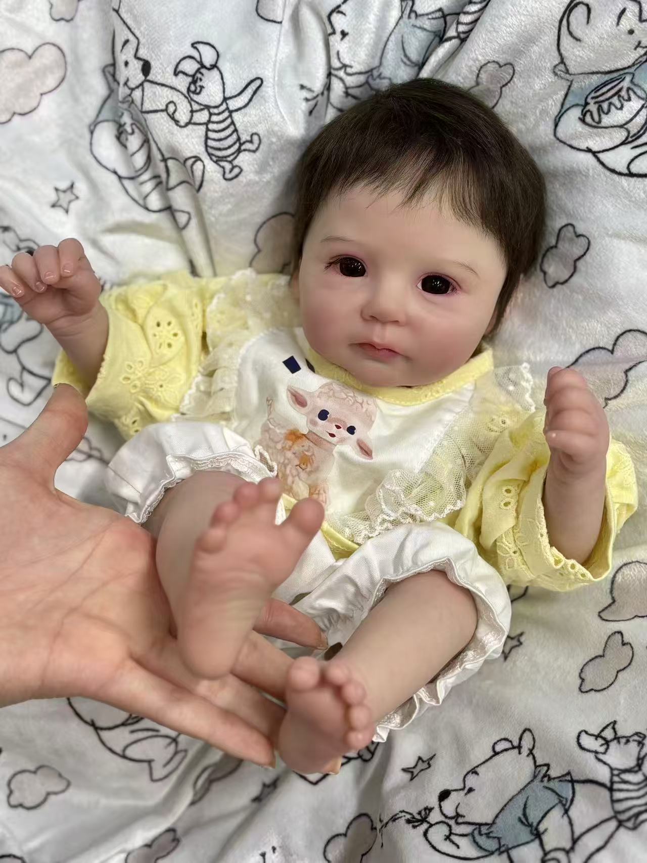 Handmade Custom Made Realistic Reborn Baby Doll Candy - 19 Inch Lifelike Silicone Baby with Hand-Rooted Hair