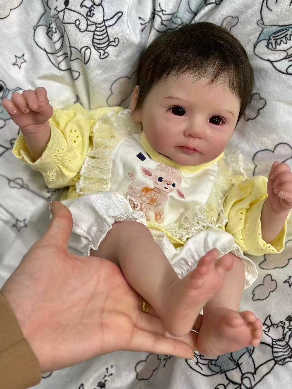 Handmade Custom Made Realistic Reborn Baby Doll Candy - 19 Inch Lifelike Silicone Baby with Hand-Rooted Hair