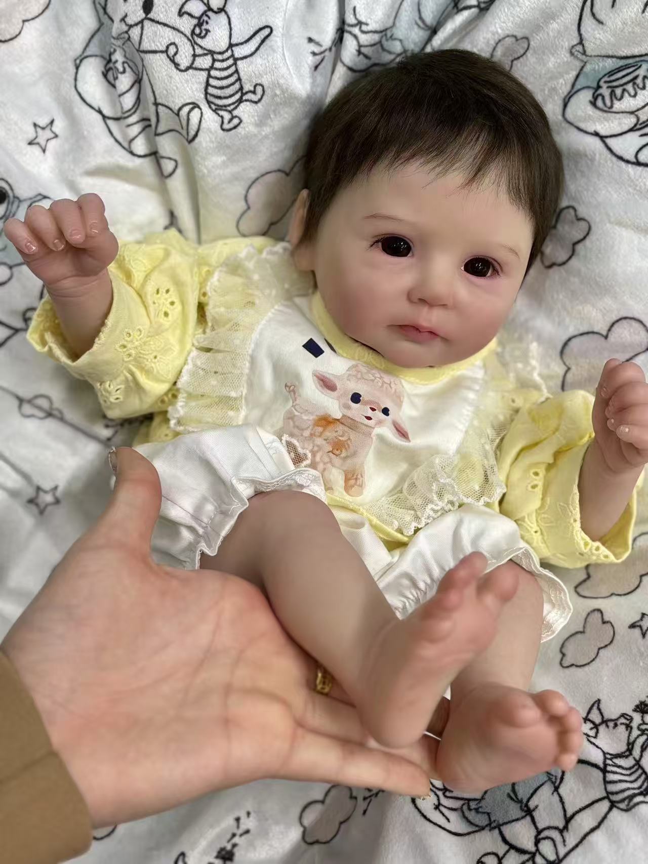 Handmade Custom Made Realistic Reborn Baby Doll Candy - 19 Inch Lifelike Silicone Baby with Hand-Rooted Hair