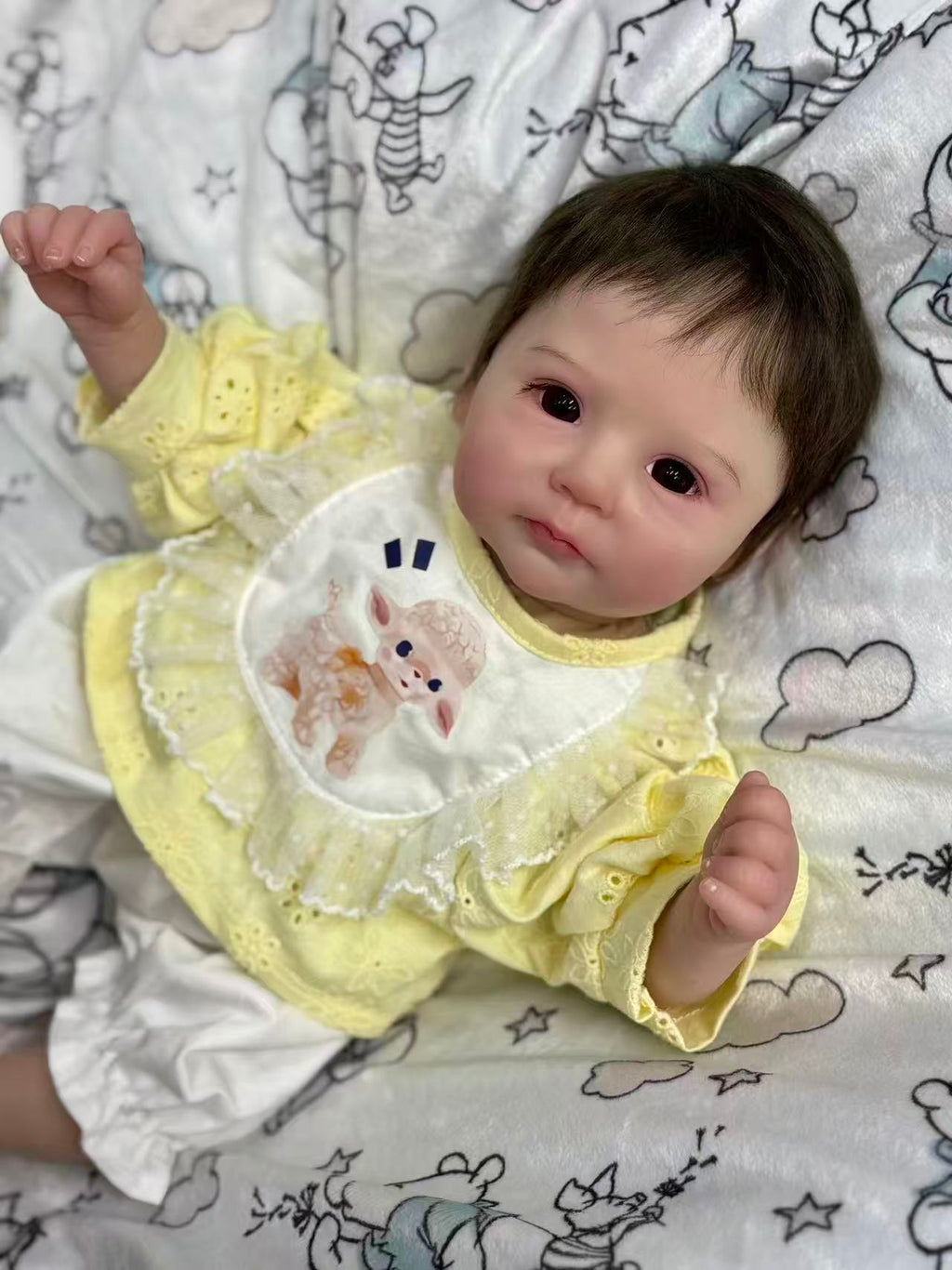 Handmade Custom Made Realistic Reborn Baby Doll Candy - 19 Inch Lifelike Silicone Baby with Hand-Rooted Hair