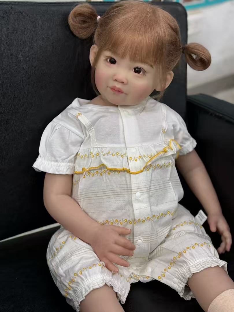 Boneca Reborn feita à mão personalizada realista Meili - 32 polegadas bebê de silicone realista com cabelo enraizado à mão