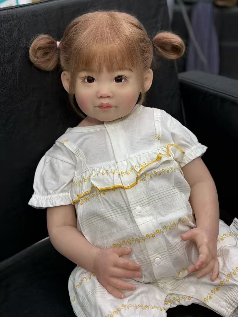 Boneca Reborn feita à mão personalizada realista Meili - 32 polegadas bebê de silicone realista com cabelo enraizado à mão