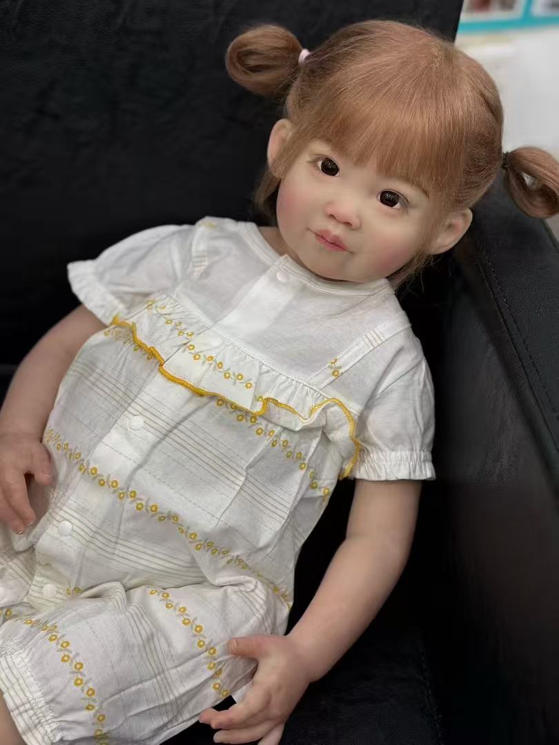 Boneca Reborn feita à mão personalizada realista Meili - 32 polegadas bebê de silicone realista com cabelo enraizado à mão