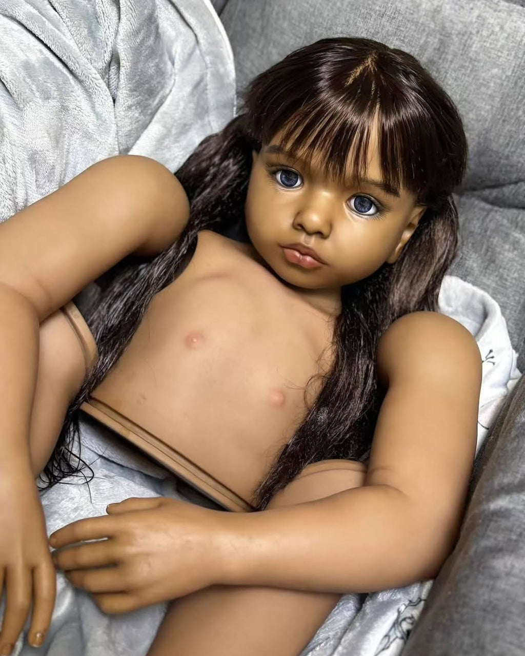 42inch Reborn Baby Aloenka With Hand-Rooted Hair Painted Kits with Connectors With Cloth Body