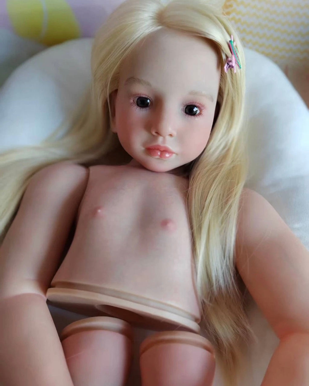 Artist Genesis Painted Kits 43inch Reborn Baby Aloenka/Gabriella with hand-rooted Hair with connectors with cloth body