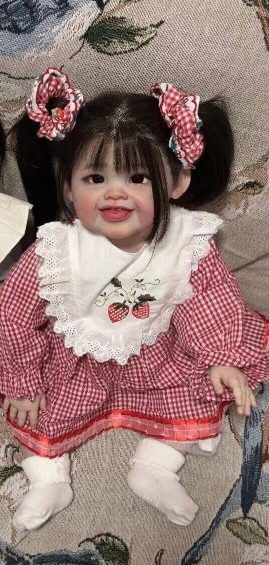 Custom Made 28in Lifelike Reborn Baby Dolls Devi/millicent Realistic Hand-Rooted Hair Toddler Girl Art Gift