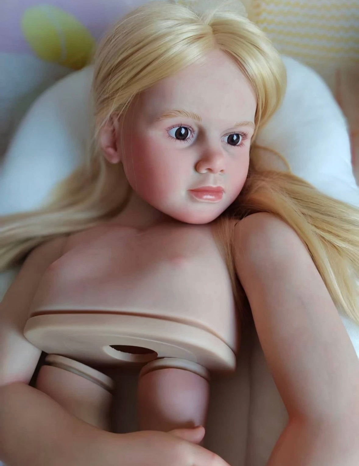 Artist Genesis Painted Kits 43inch Reborn Baby Aloenka/Gabriella with hand-rooted Hair with connectors with cloth body