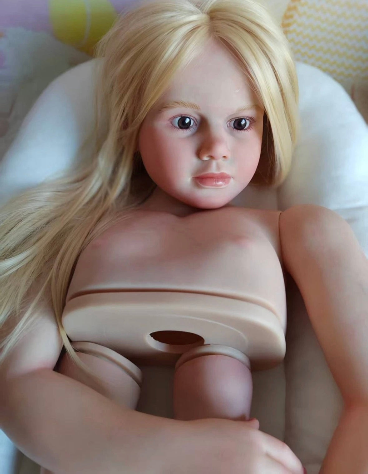 Artist Genesis Painted Kits 43inch Reborn Baby Aloenka/Gabriella with hand-rooted Hair with connectors with cloth body