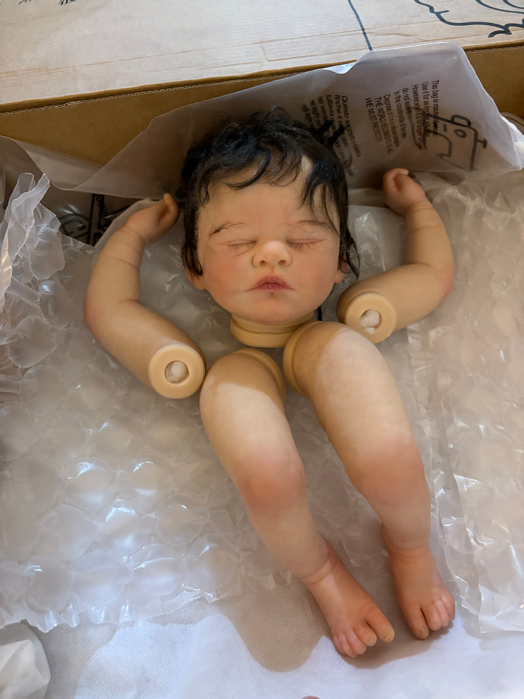 in stock 18inch Reborn Baby Doll With Hand-Rooted hair Painted Kit with cloth body｜Artist Genesis painted