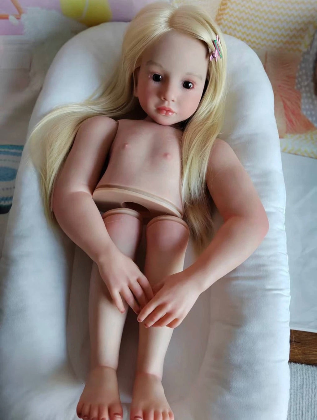 Artist Genesis Painted Kits 43inch Reborn Baby Aloenka/Gabriella with hand-rooted Hair with connectors with cloth body