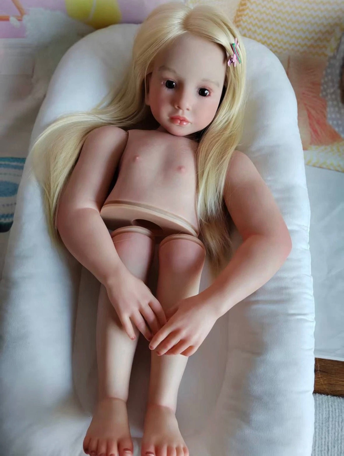 Artist Genesis Painted Kits 43inch Reborn Baby Aloenka/Gabriella with hand-rooted Hair with connectors with cloth body