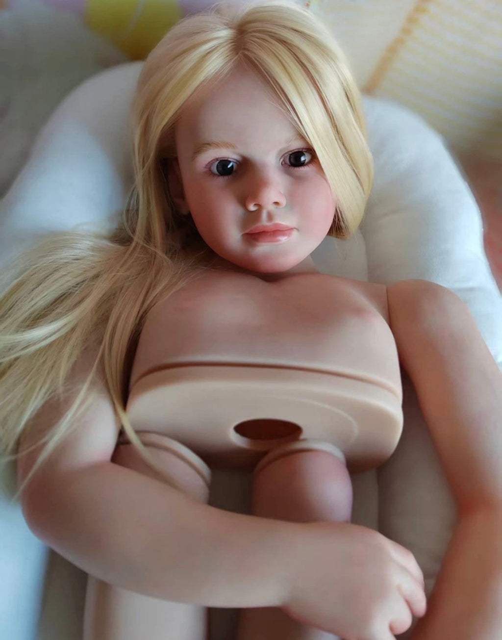 Artist Genesis Painted Kits 43inch Reborn Baby Aloenka/Gabriella with hand-rooted Hair with connectors with cloth body