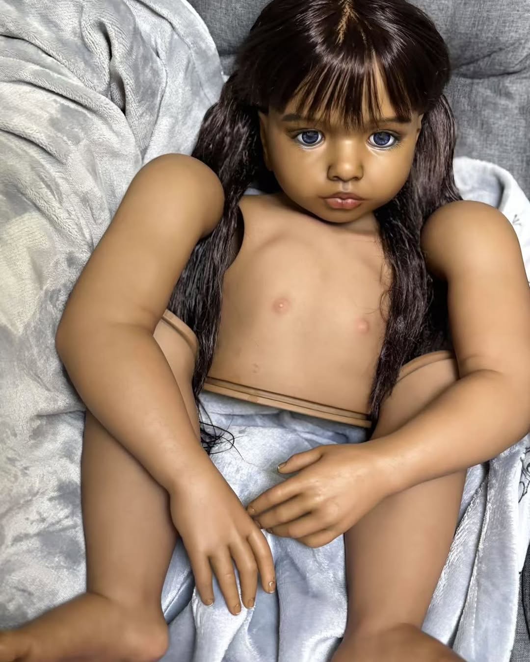 42inch Reborn Baby Aloenka With Hand-Rooted Hair Painted Kits with Connectors With Cloth Body