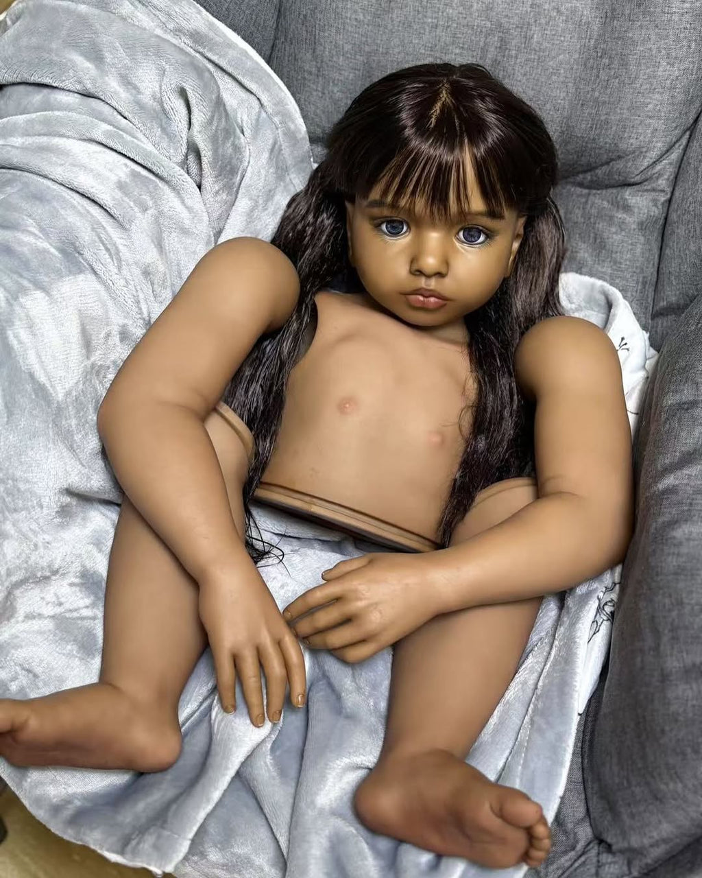 42inch Reborn Baby Aloenka With Hand-Rooted Hair Painted Kits with Connectors With Cloth Body