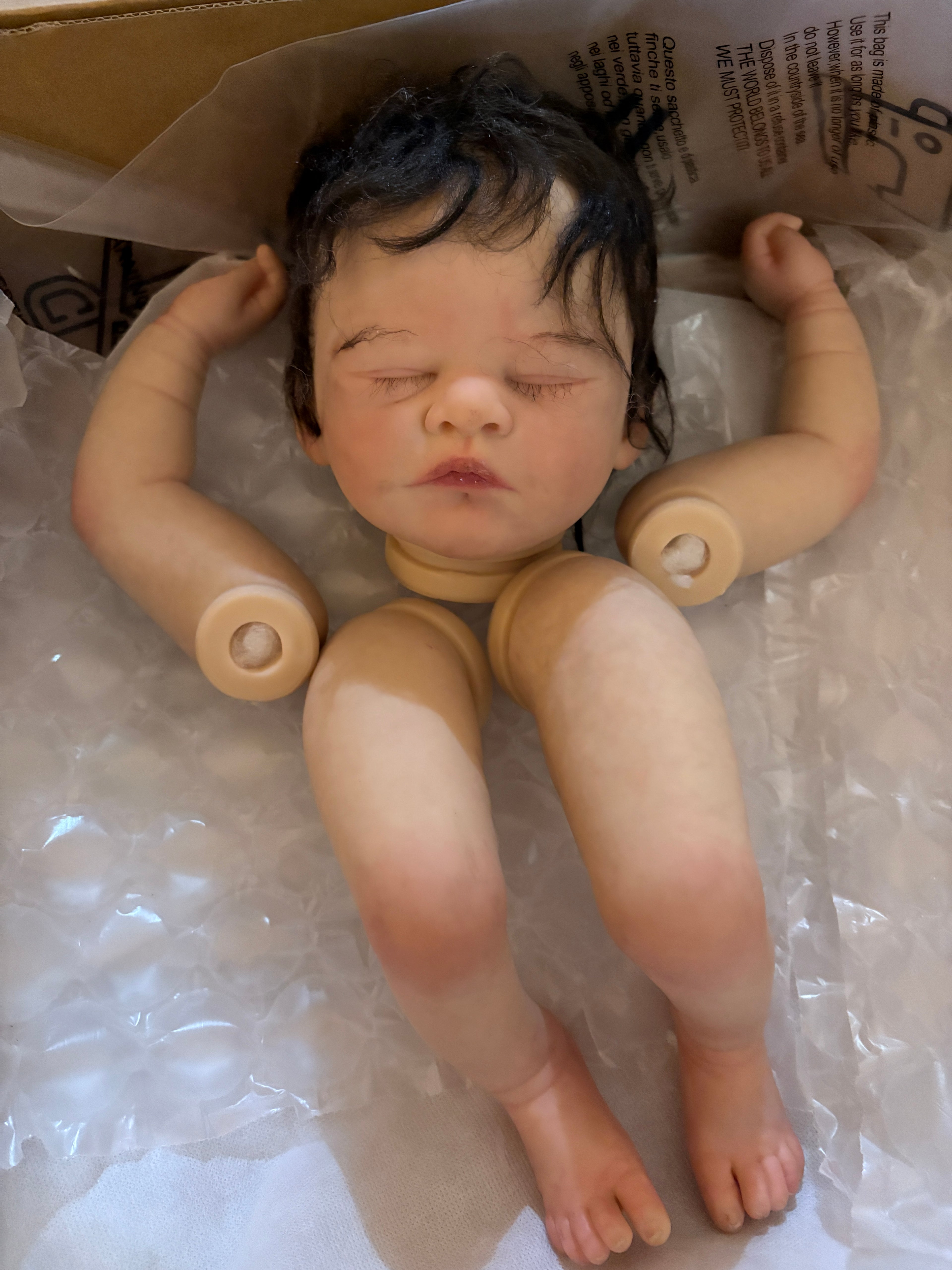 in stock 18inch Reborn Baby Doll With Hand-Rooted hair Painted Kit with cloth body｜Artist Genesis painted