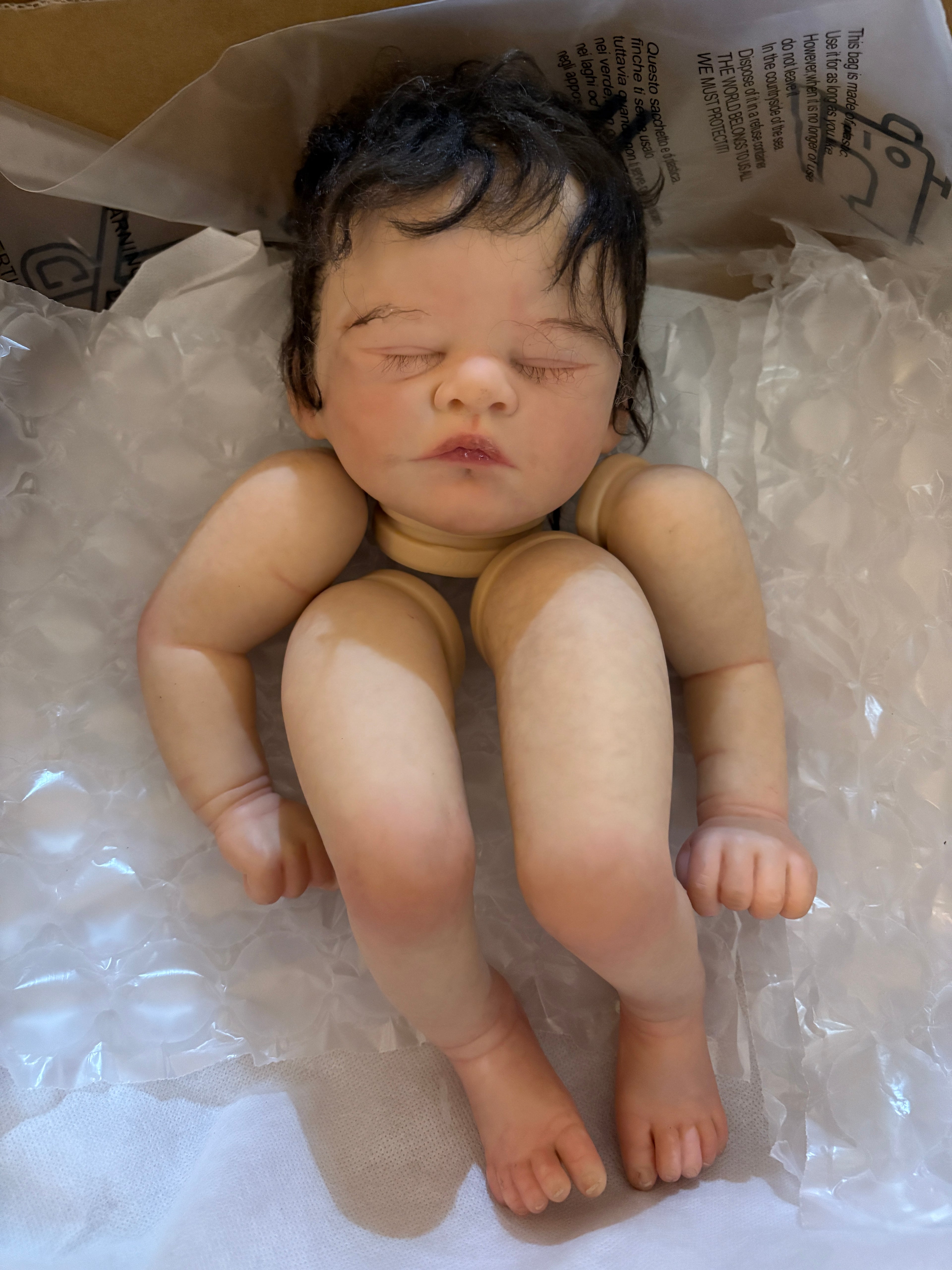 in stock 18inch Reborn Baby Doll With Hand-Rooted hair Painted Kit with cloth body｜Artist Genesis painted