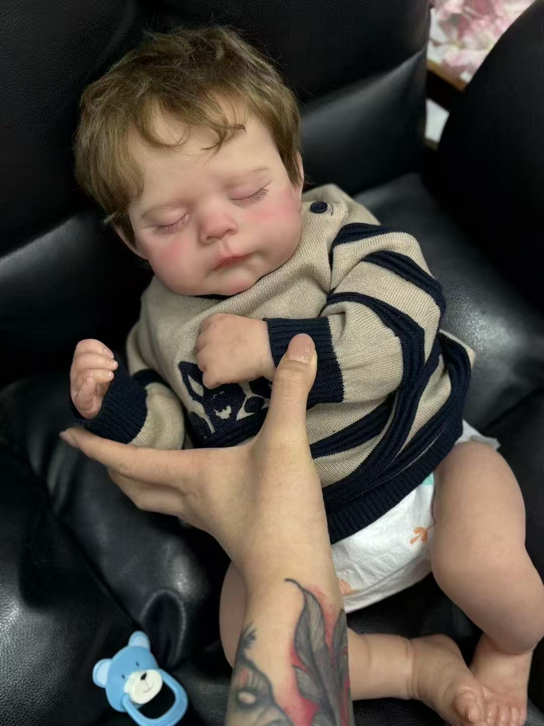 Bebê Reborn de 21 polegadas Eric com cabelo enraizado à mão, feito por artista, disponível agora