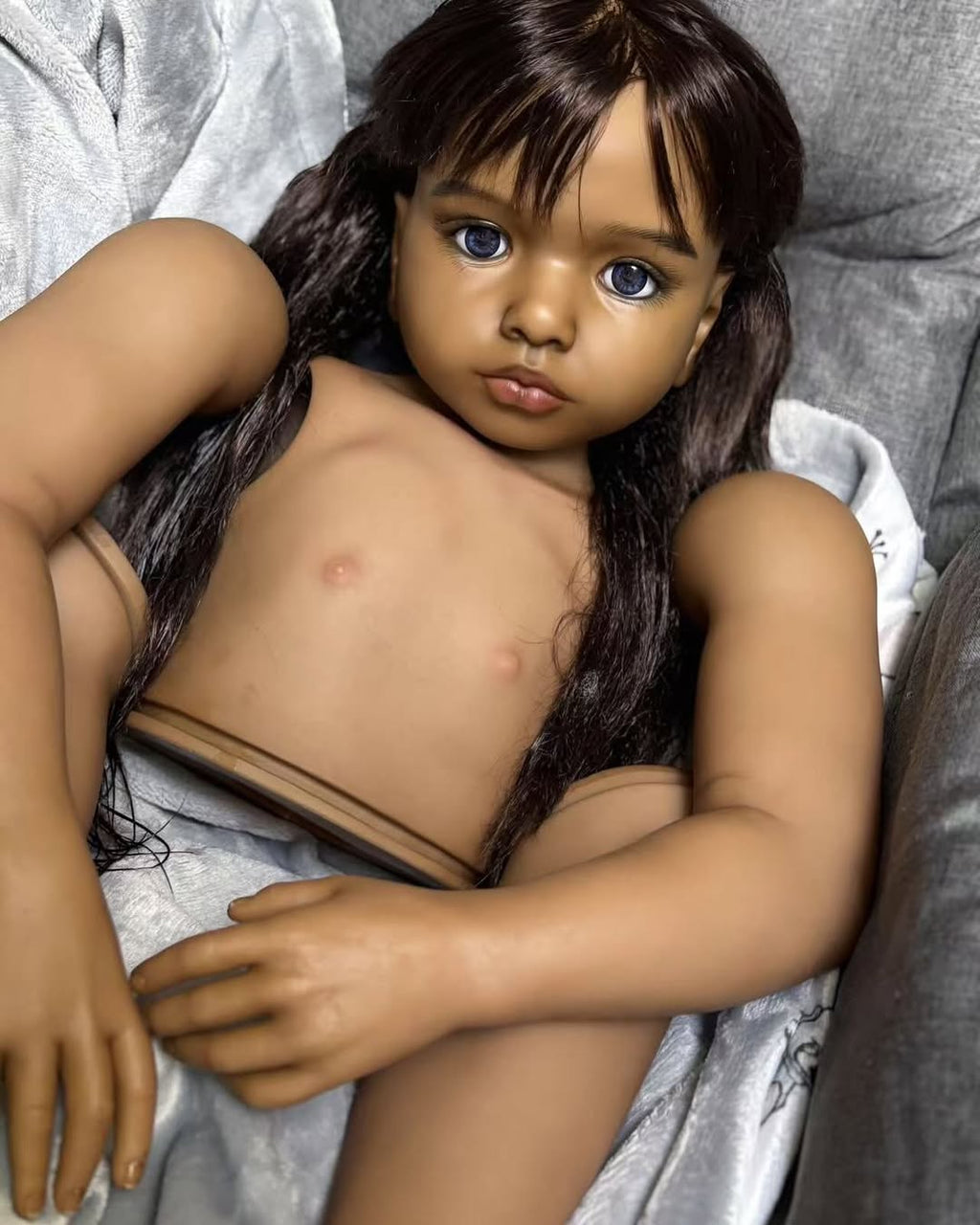 42inch Reborn Baby Aloenka With Hand-Rooted Hair Painted Kits with Connectors With Cloth Body