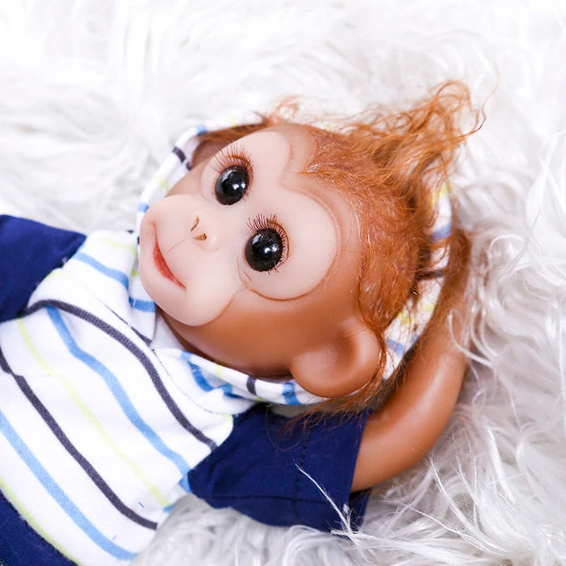 20CM mini monkey baby twin very soft flexible silicone reborn doll collecible art doll detailed hand made lifelike