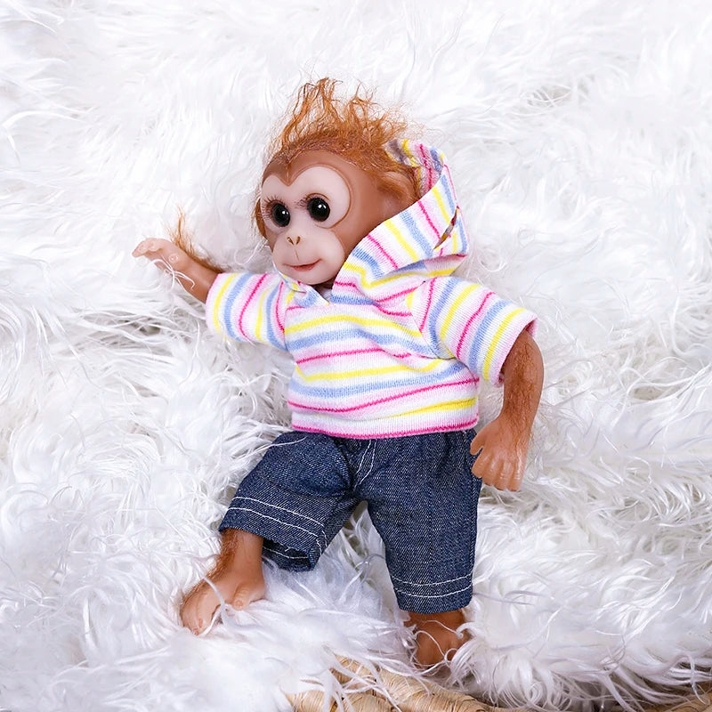 20CM mini monkey baby twin very soft flexible silicone reborn doll collecible art doll detailed hand made lifelike