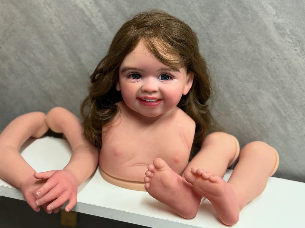 32 inch Reborn Baby Shanti With Hand-rooted hair painted by artist with connectors with cloth body