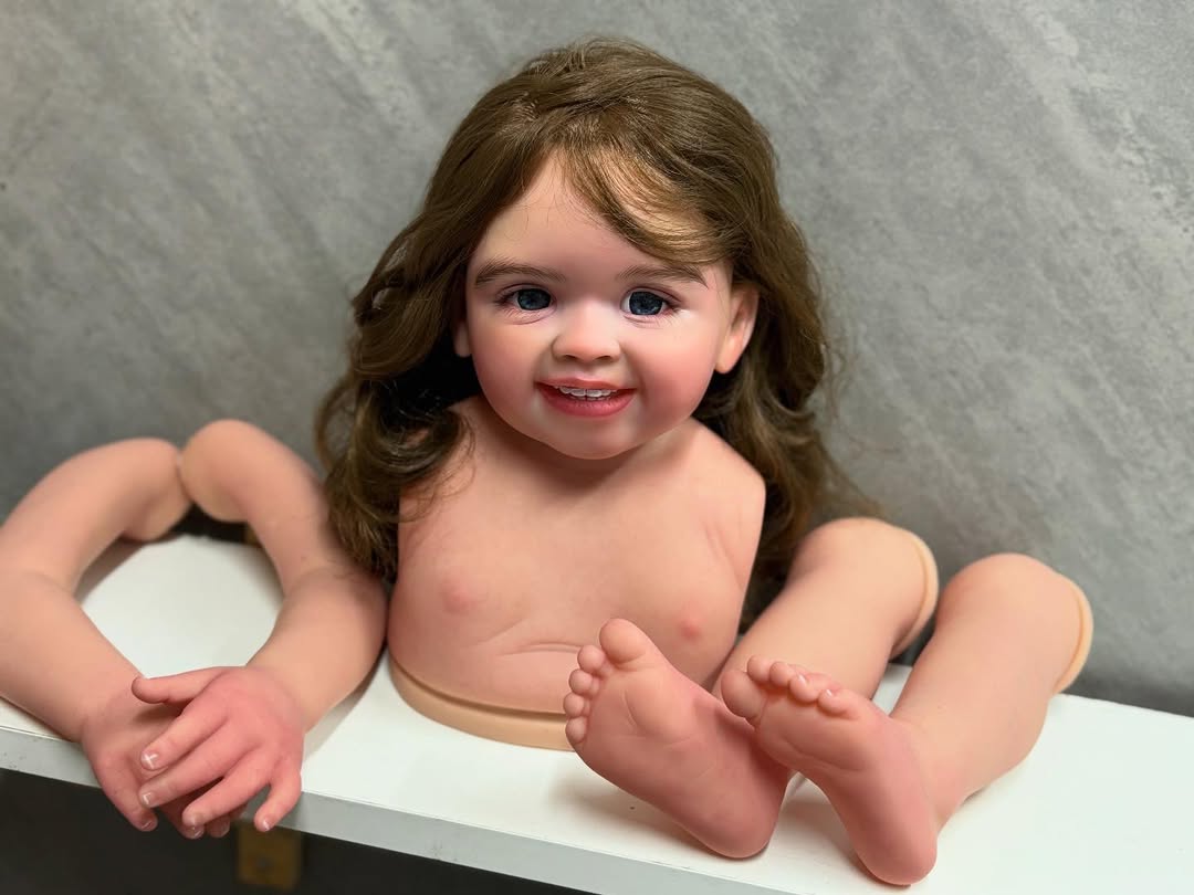 32 inch Reborn Baby Shanti With Hand-rooted hair painted by artist with connectors with cloth body