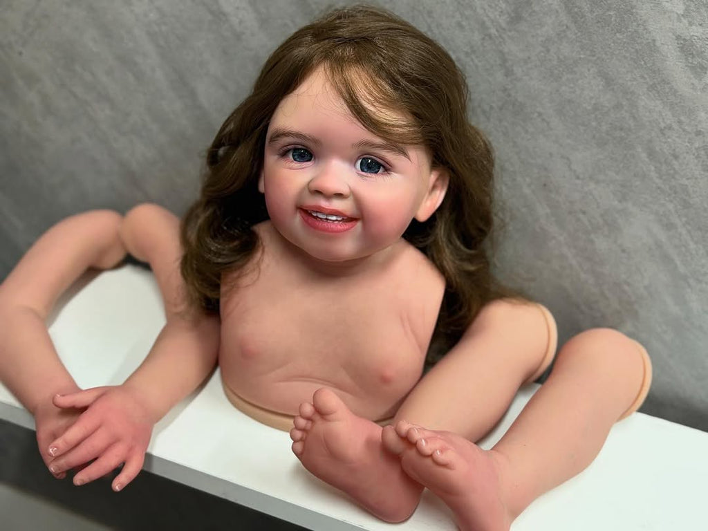 32 inch Reborn Baby Shanti With Hand-rooted hair painted by artist with connectors with cloth body